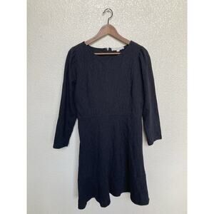 NWOT LOFT black a-line mini dress size 10 lace 3/4 sleeves city stretch comfy